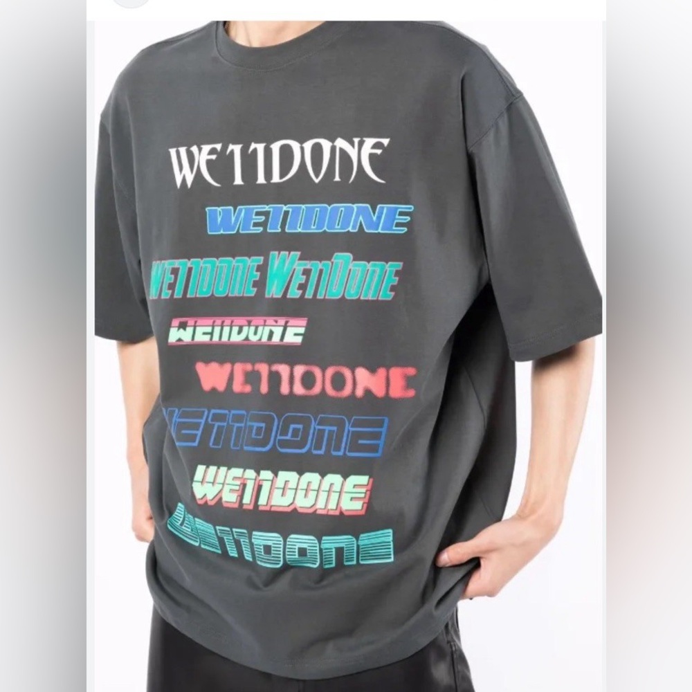 We11done Dark Gray Oversized Graphic Tee Shirt Mens Size Medium